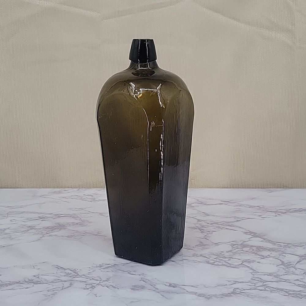 1800s Gin Blob TOP Bottle Green Glass Decor